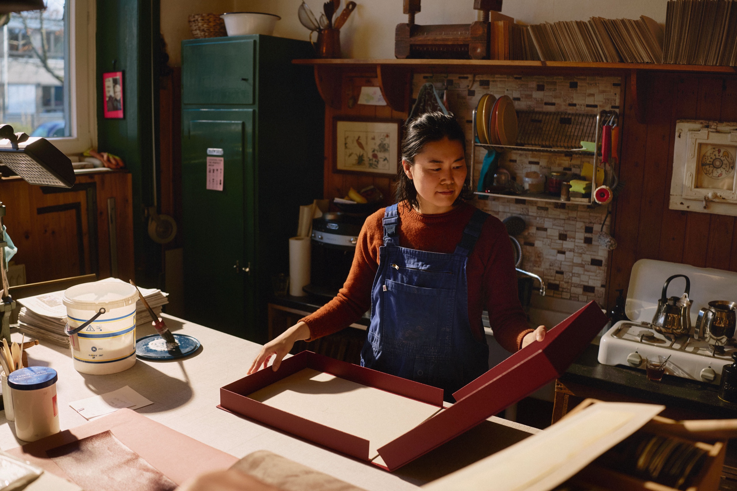 A close detail from the bindery